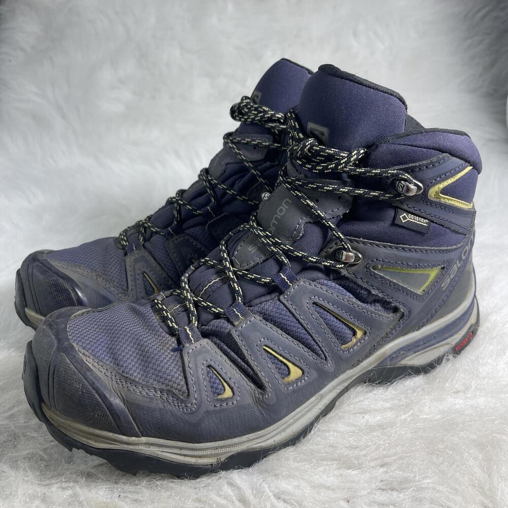Salomon X Ultra 3 Mid GTX Shoes Womens Size 9 Blue Gore Tex Hiking Boots Trail